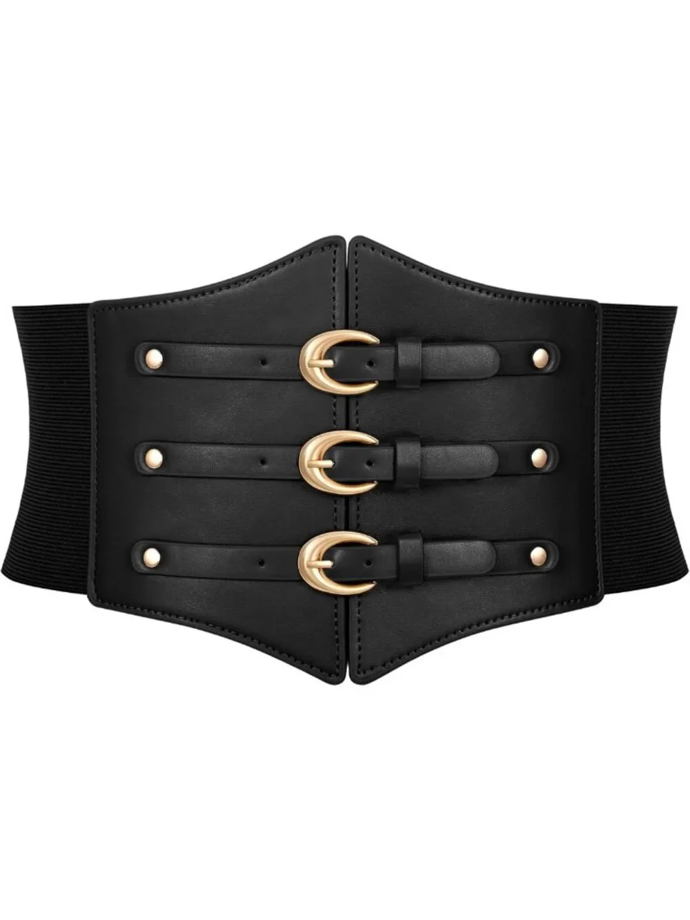 Wide Stretchy Corset Belt with Gold Buckle - Perfect for Daily Wear & Costumes